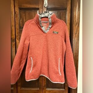 L.L.Bean Coral Pullover with Gray Snap Placket